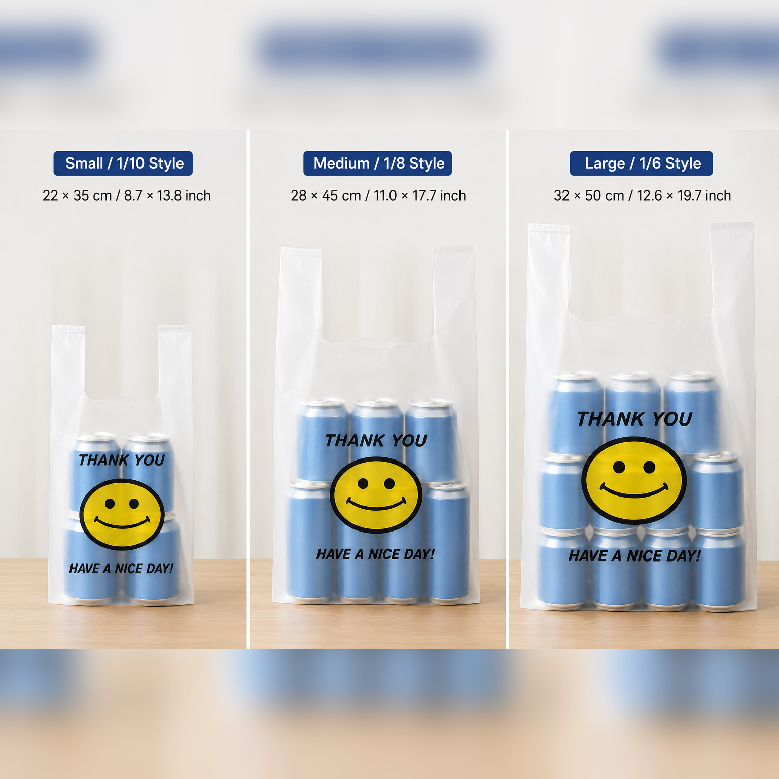 Smile Face Plastic T-Shirt Takeout Bags - 500 Count