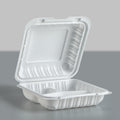 Disposable 3-Compartment Hinged Meal Prep Containers - 7.8 Inch - 150 Count in White